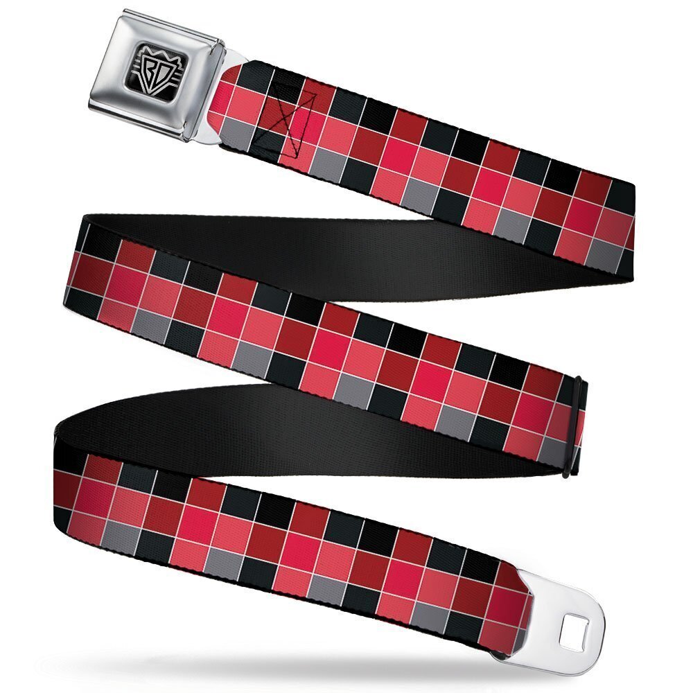6113 Seatbelt Belt - Checker Mosaic Red - 1.5" Wide - 24-38 Inches in